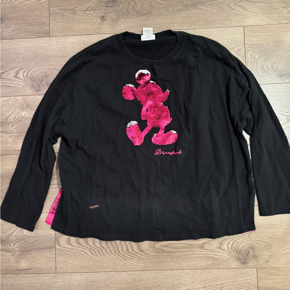Disney Black Long Sleeve with Pink Character Design Women’s XL